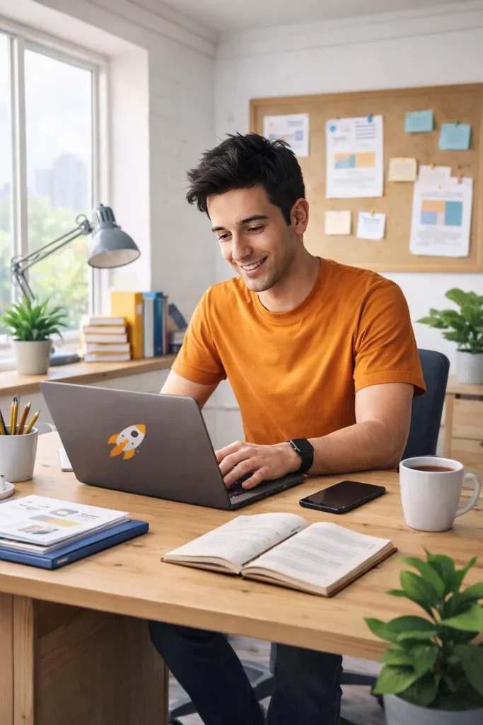 Best AI side hustles for beginners in 2026 showing online income ideas and AI-powered work setup