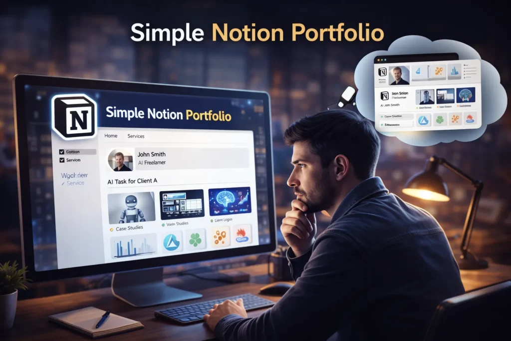 make money with AI freelancing portfolio example using Notion